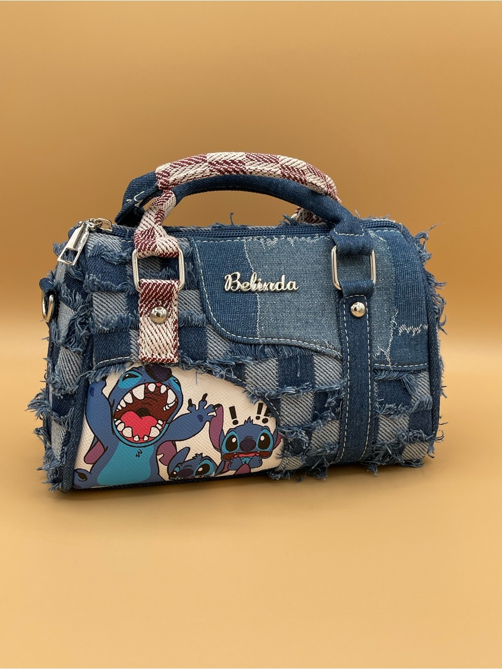 Belinda Denim Patchwork Mini Satchel in Blue